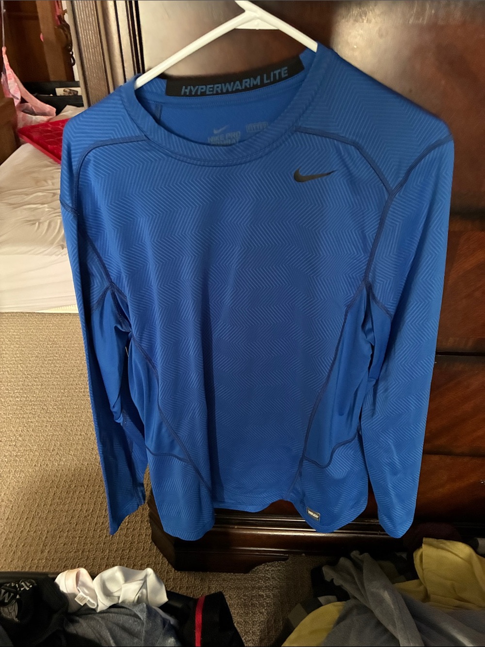 Nike Hyperwarm Lite Long Sleeve Top - Royal Blue with Black Swoosh